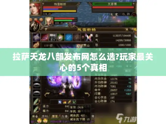 拉萨天龙八部发布网怎么选?玩家最关心的5个真相