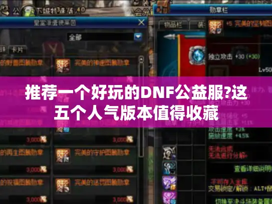 推荐一个好玩的DNF公益服?这五个人气版本值得收藏