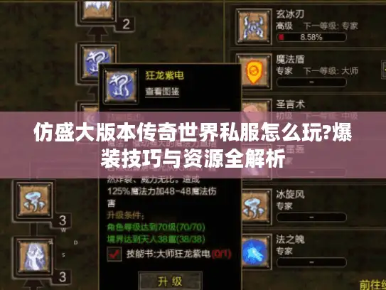 仿盛大版本传奇世界私服怎么玩?爆装技巧与资源全解析