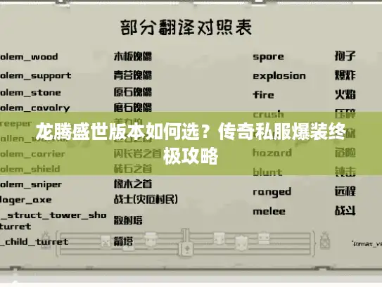 龙腾盛世版本如何选？传奇私服爆装终极攻略