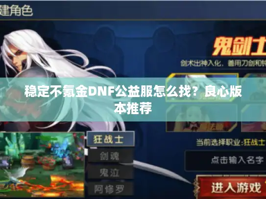 稳定不氪金DNF公益服怎么找？良心版本推荐
