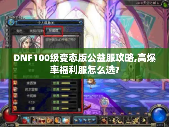 DNF100级变态版公益服攻略,高爆率福利服怎么选? DNF100级变态版公益服攻略,高爆率福利服怎么选?