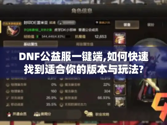 DNF公益服一键端,如何快速找到适合你的版本与玩法?