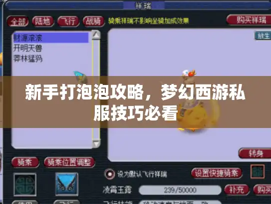 新手打泡泡攻略，梦幻西游私服技巧必看