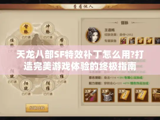 天龙八部SF特效补丁怎么用?打造完美游戏体验的终极指南