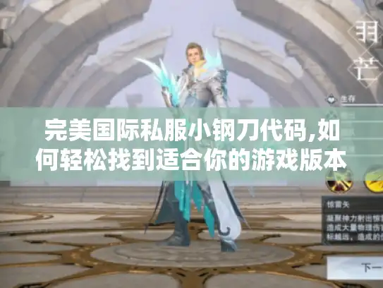 完美国际私服小钢刀代码,如何轻松找到适合你的游戏版本与玩法攻略?