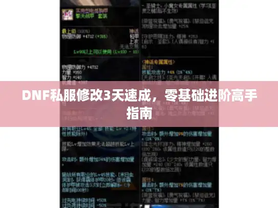 DNF私服修改3天速成，零基础进阶高手指南