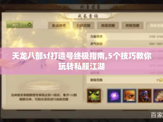 天龙八部sf打造号终极指南,5个技巧教你玩转私服江湖 天龙八部sf打造号终极指南,5个技巧教你玩转私服江湖