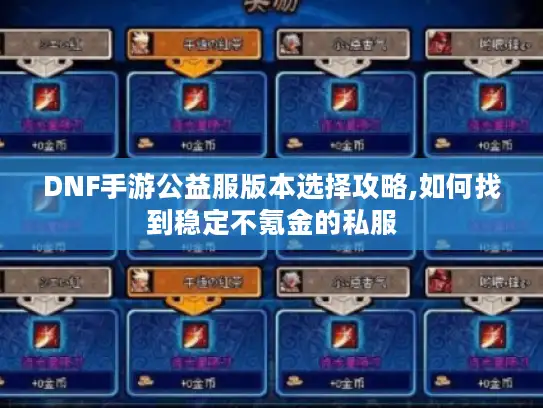 DNF手游公益服版本选择攻略,如何找到稳定不氪金的私服