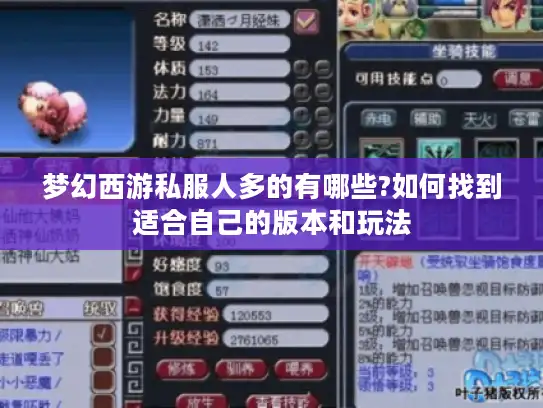 梦幻西游私服人多的有哪些?如何找到适合自己的版本和玩法