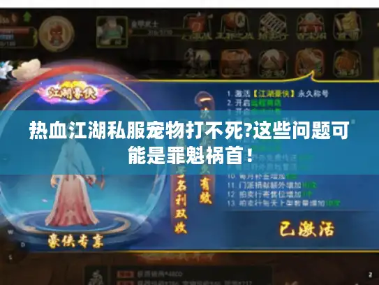 热血江湖私服宠物打不死?这些问题可能是罪魁祸首！