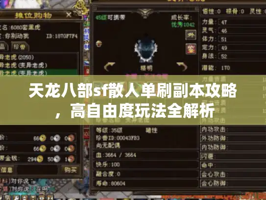 天龙八部sf散人单刷副本攻略，高自由度玩法全解析