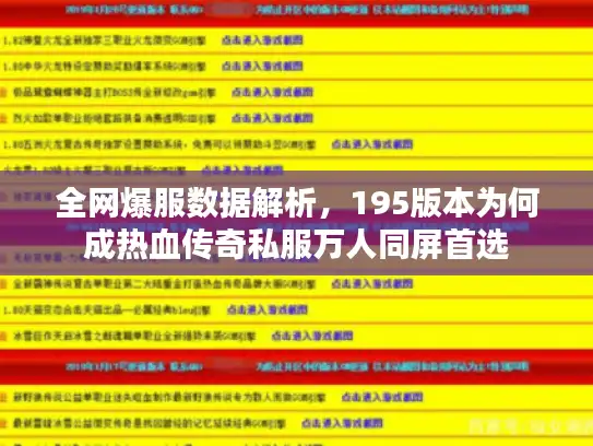 全网爆服数据解析，195版本为何成热血传奇私服万人同屏首选