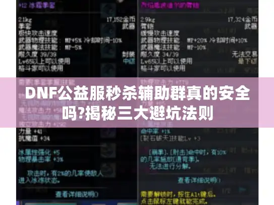 DNF公益服秒杀辅助群真的安全吗?揭秘三大避坑法则 DNF公益服秒杀辅助群真的安全吗?揭秘三大避坑法则