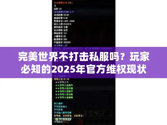 完美世界不打击私服吗？玩家必知的2025年官方维权现状