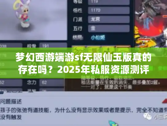梦幻西游端游sf无限仙玉版真的存在吗？2025年私服资源测评报告