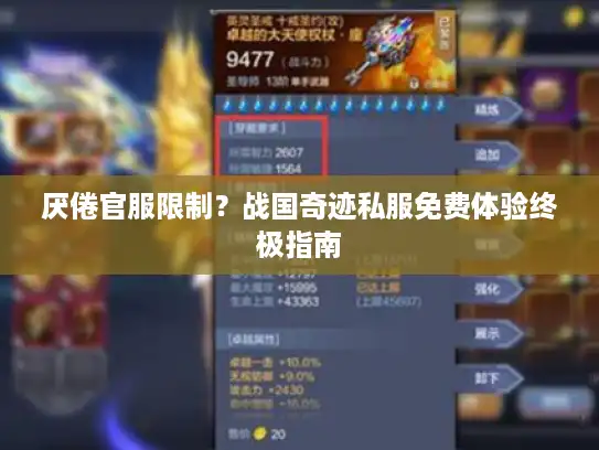 厌倦官服限制？战国奇迹私服免费体验终极指南