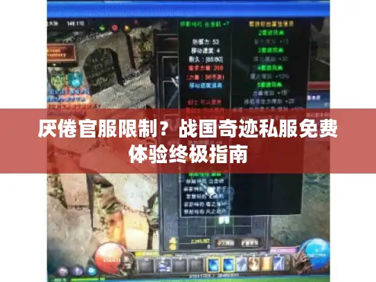 厌倦官服限制？战国奇迹私服免费体验终极指南