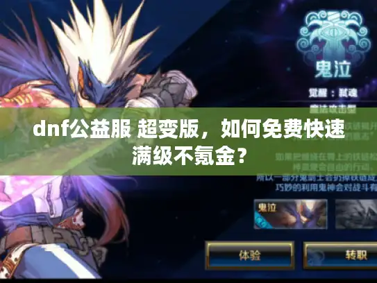 dnf公益服 超变版，如何免费快速满级不氪金？