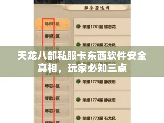 天龙八部私服卡东西软件安全真相，玩家必知三点