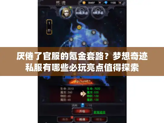 厌倦了官服的氪金套路？梦想奇迹私服有哪些必玩亮点值得探索