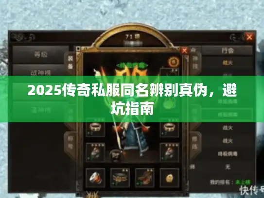2025传奇私服同名辨别真伪，避坑指南