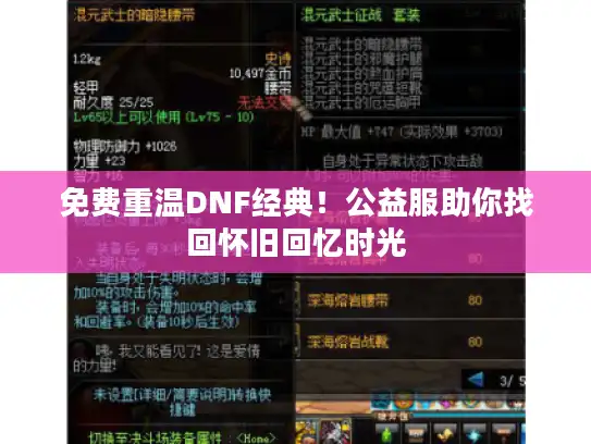 免费重温DNF经典!公益服助你找回怀旧回忆时光 免费重温DNF经典!公益服助你找回怀旧回忆时光