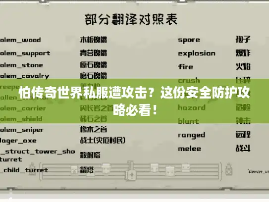 怕传奇世界私服遭攻击？这份安全防护攻略必看！
