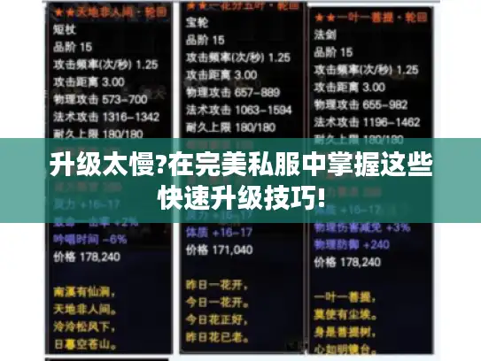 升级太慢?在完美私服中掌握这些快速升级技巧!