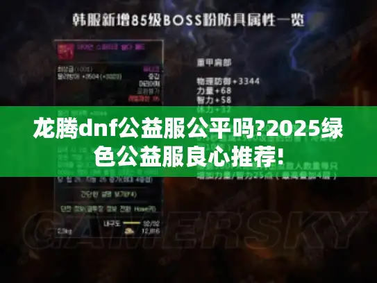龙腾dnf公益服公平吗?2025绿色公益服良心推荐!