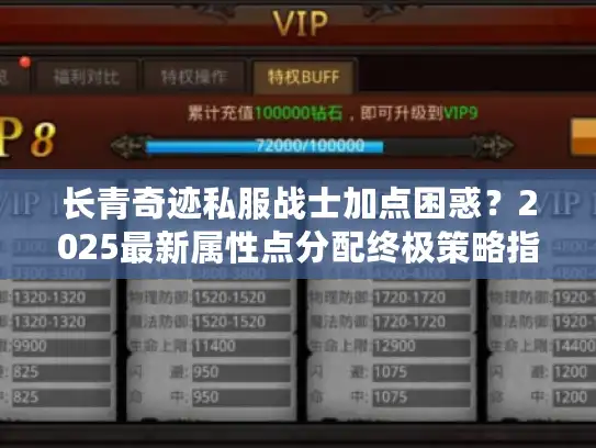 长青奇迹私服战士加点困惑？2025最新属性点分配终极策略指南