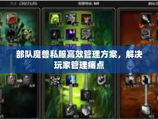 部队魔兽私服高效管理方案，解决玩家管理痛点