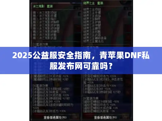 2025公益服安全指南，青苹果DNF私服发布网可靠吗？