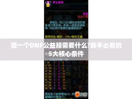做一个DNF公益服需要什么?新手必看的5大核心条件