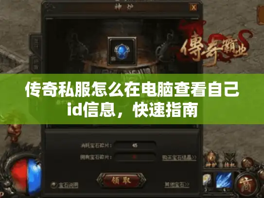 传奇私服怎么在电脑查看自己id信息，快速指南