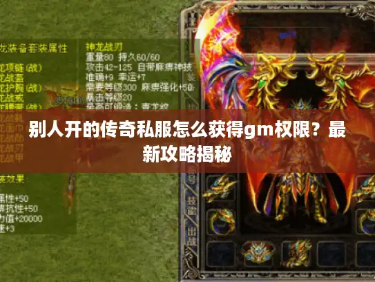 别人开的传奇私服怎么获得gm权限?最新攻略揭秘 别人开的传奇私服怎么获得gm权限?最新攻略揭秘