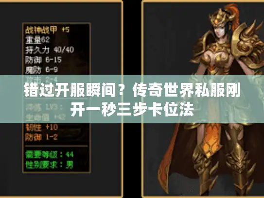 错过开服瞬间？传奇世界私服刚开一秒三步卡位法