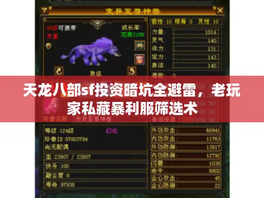 天龙八部sf投资暗坑全避雷，老玩家私藏暴利服筛选术