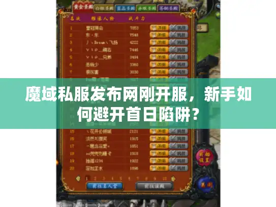 魔域私服发布网刚开服,新手如何避开首日陷阱? 魔域私服发布网刚开服,新手如何避开首日陷阱?