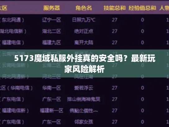 5173魔域私服外挂真的安全吗？最新玩家风险解析