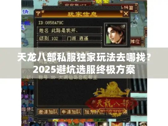 天龙八部私服独家玩法去哪找？2025避坑选服终极方案