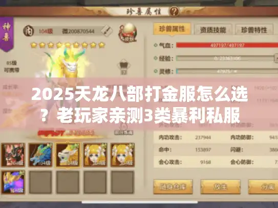 2025天龙八部打金服怎么选？老玩家亲测3类暴利私服