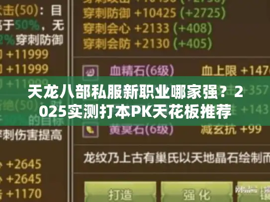 天龙八部私服新职业哪家强？2025实测打本PK天花板推荐
