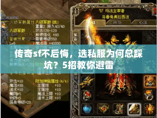 传奇sf不后悔，选私服为何总踩坑？5招教你避雷