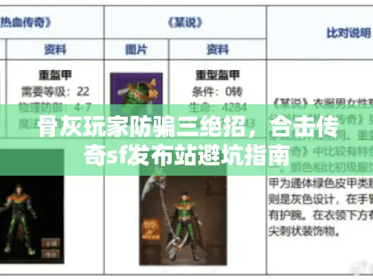 骨灰玩家防骗三绝招，合击传奇sf发布站避坑指南