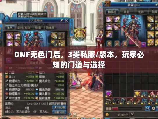 DNF无色门后，3类私服/版本，玩家必知的门道与选择