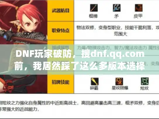 DNF玩家破防，搜dnf.qq.com前，我居然踩了这么多版本选择的坑！