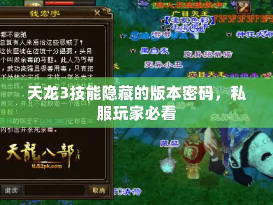 天龙3技能隐藏的版本密码,私服玩家必看 天龙3技能隐藏的版本密码,私服玩家必看