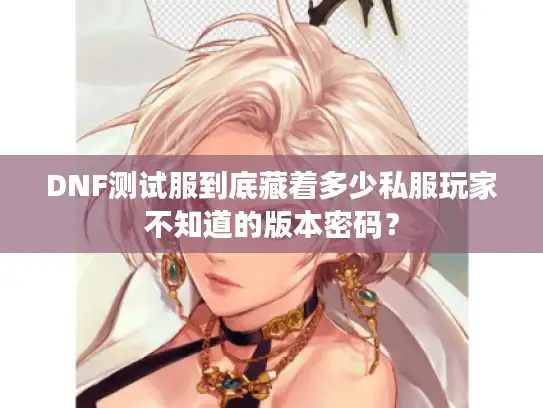 DNF测试服到底藏着多少私服玩家不知道的版本密码？