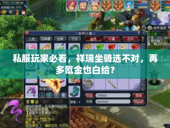 私服玩家必看，祥瑞坐骑选不对，再多氪金也白给？